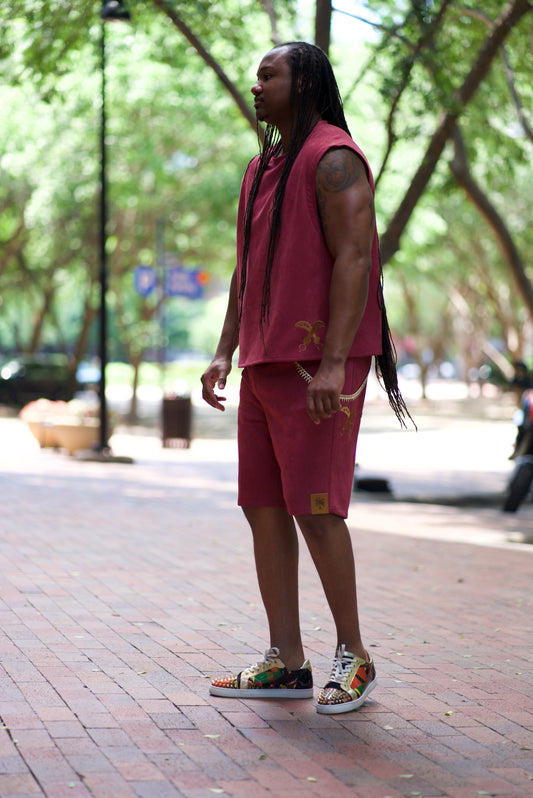 Maroon Suede Sleeveless Top