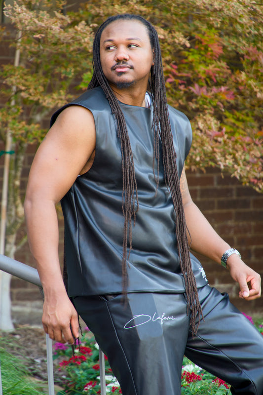 Black Leather Sleeveless Top
