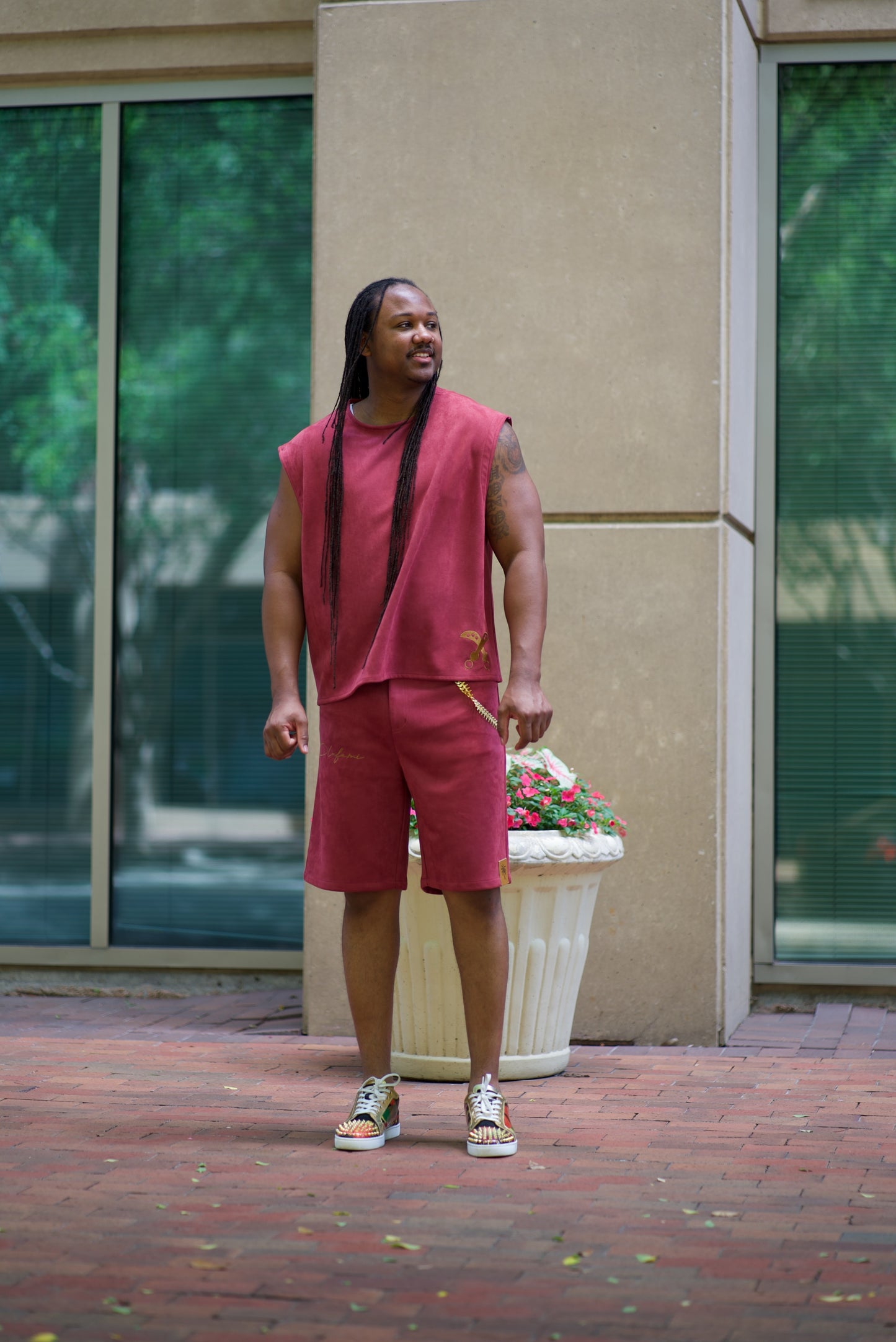 Maroon Suede Sleeveless Top