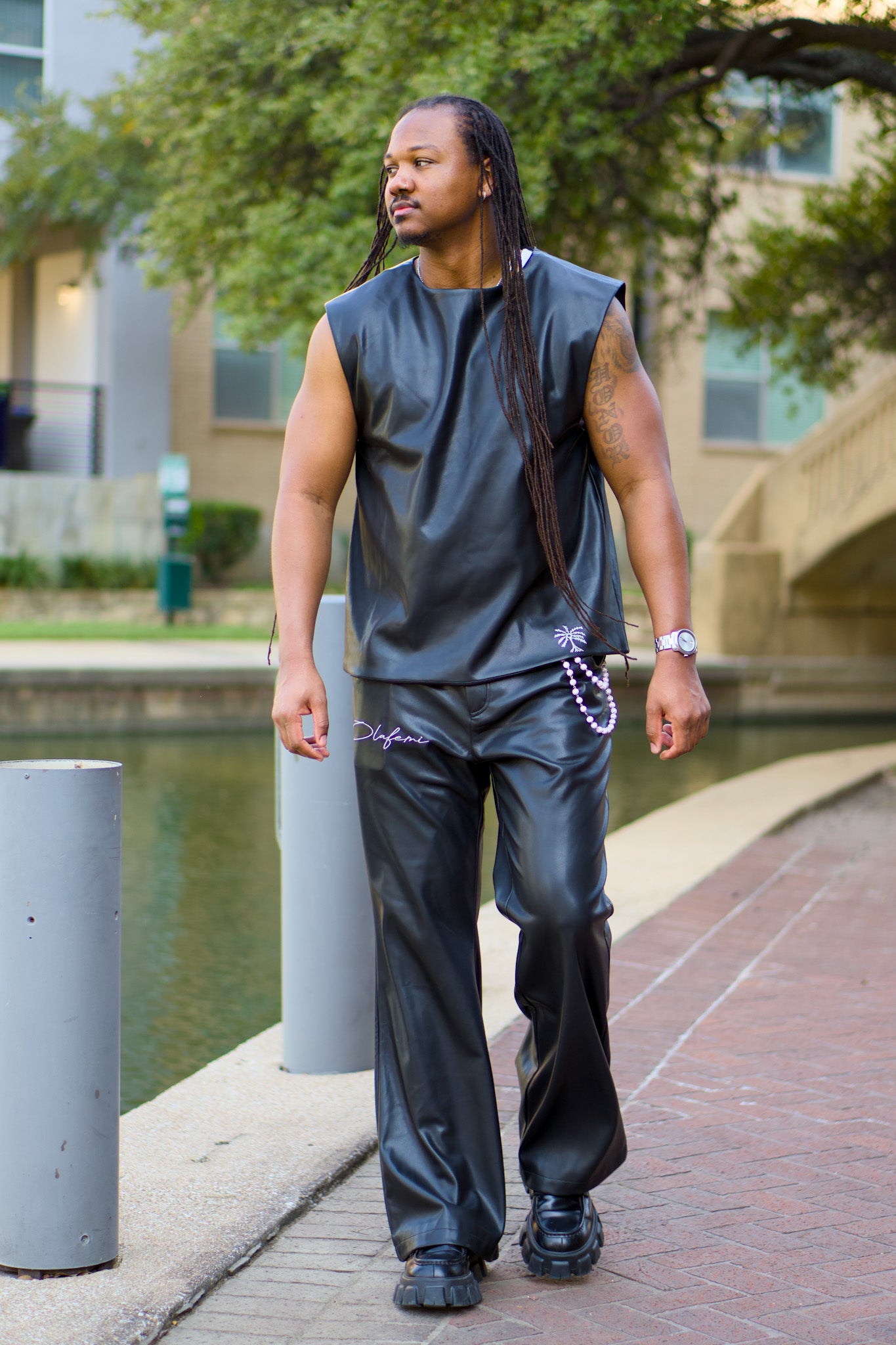 Black Flared Leather Pants