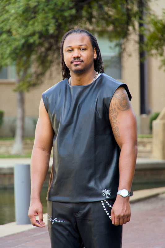 Black Leather Sleeveless Top