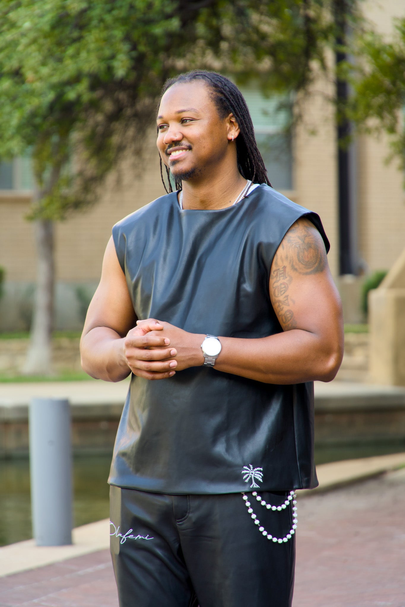 Black Leather Sleeveless Top