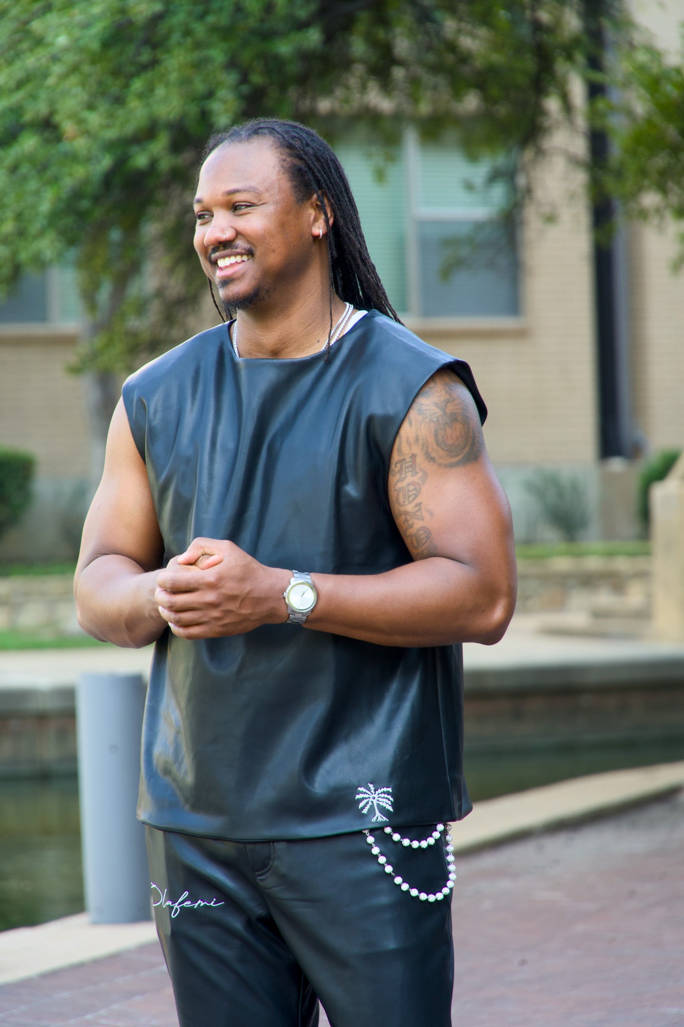 Black Leather Sleeveless Top