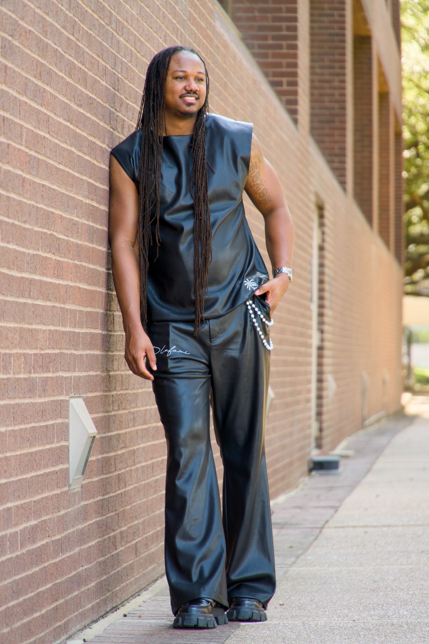 Black Leather Sleeveless Top