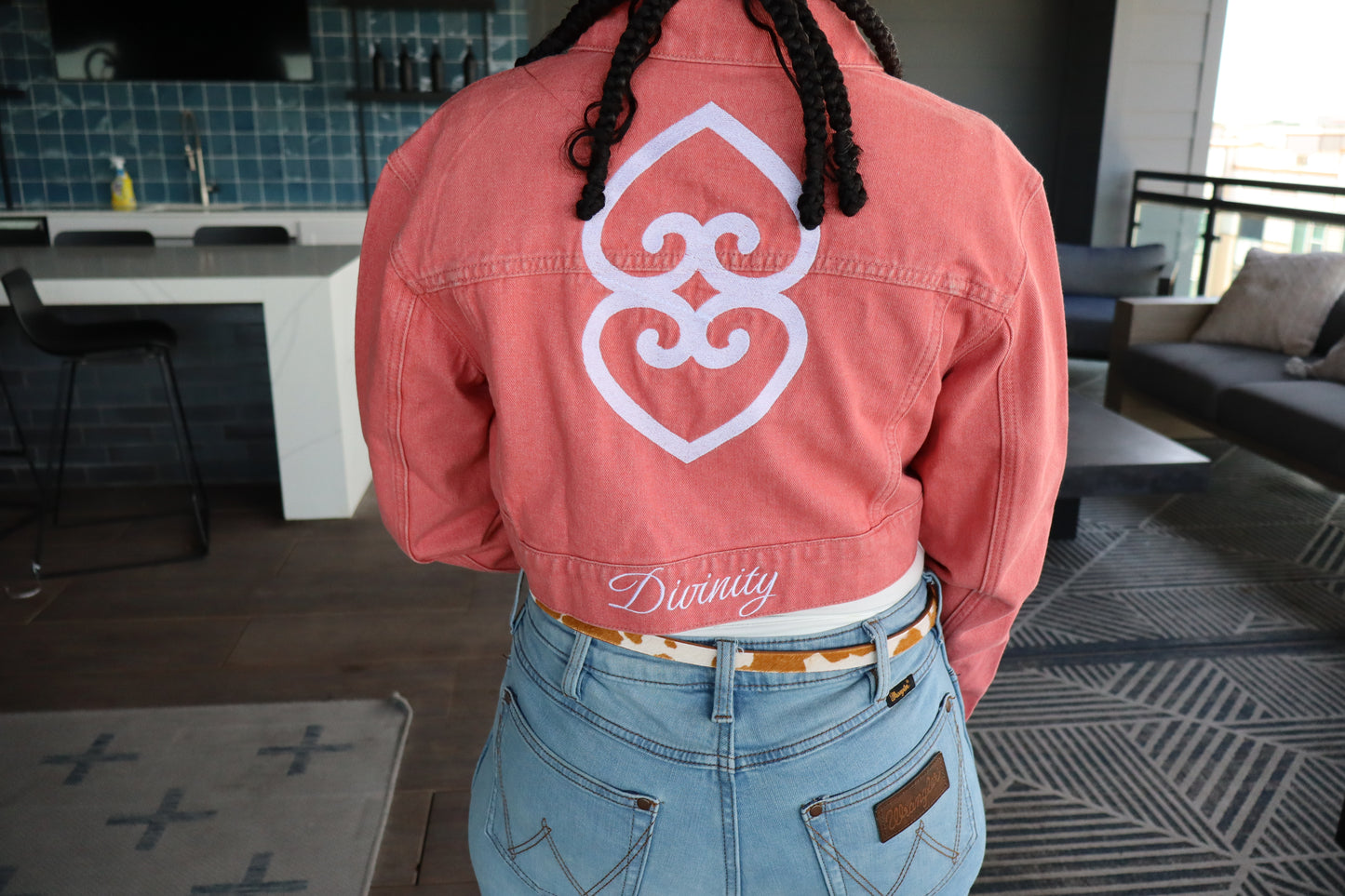 Women’s Pink Cropped Denim Jacket