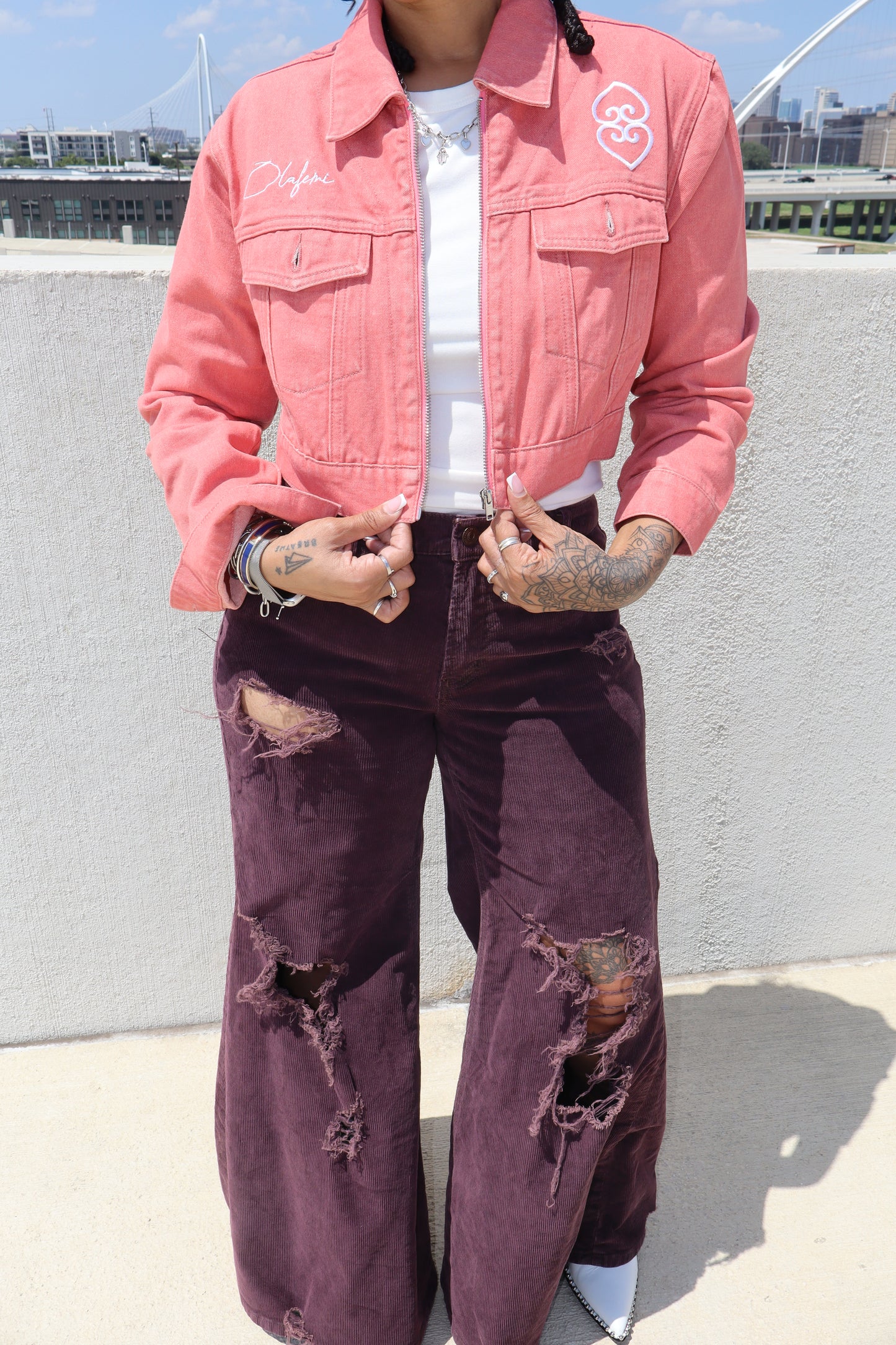 Women’s Pink Cropped Denim Jacket