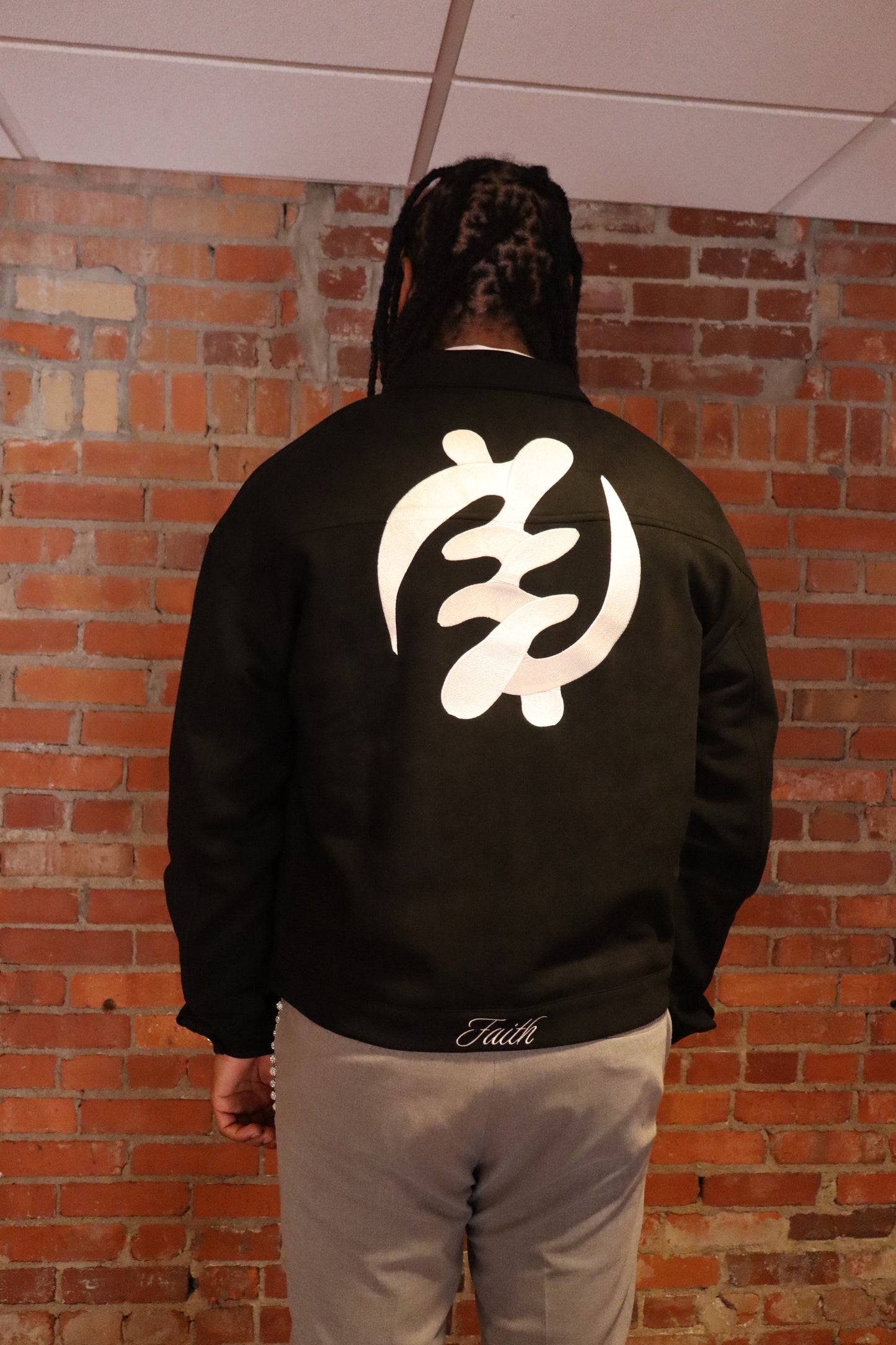 Black Suede Gye Nyame Jacket